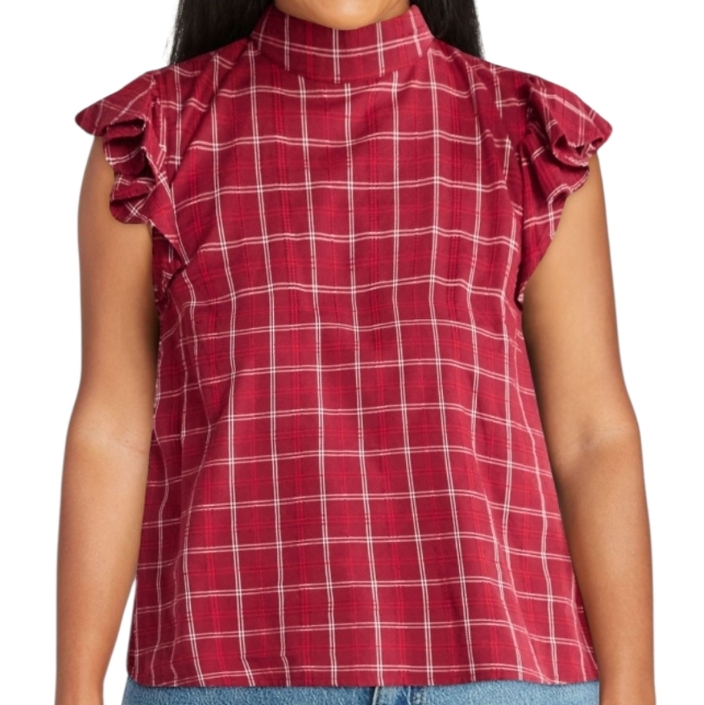 Time and Tru Women's Mock Neck Top with Flutter Sleeves Plus Size XL